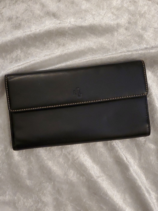 Ralph Lauren Handbags - Vintage Lauren Ralph Lauren SOFT Black Leather Trifold Continental Flap Wallet